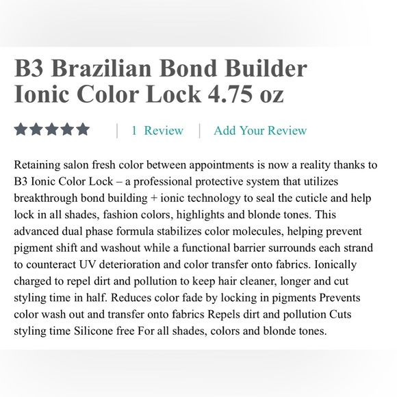 B3 Brazilian Bond Build3r Ionic Color Lock 4.75oz NEW - Picture 2 of 7